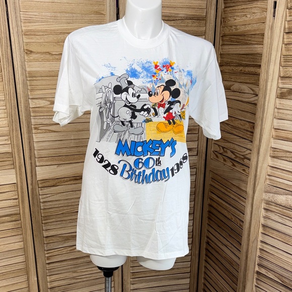 Disney Other - Disney T-Shirt Mickey's 60th Birthday Graphic Vintage NWT Yellow Blue Size XL